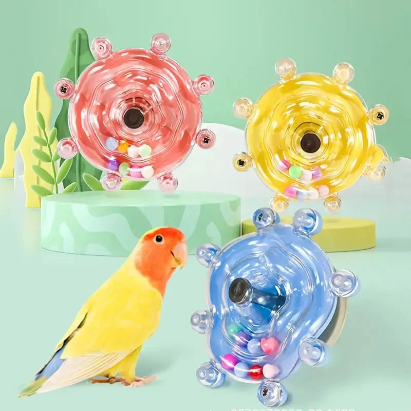 Interactive Parrot Toy Bird Cage Toy for Parrots Rotating Treat Dispenser, for Mental Stimulation and Entertainment
