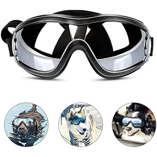 Dog Sunglasses Dog Goggles Adjustable Strap for Travel Skiing and Anti-Fog Snow Goggles Pet Goggles for Medium and Large Dogs